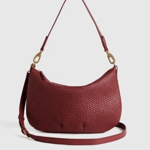 Quince Italian Leather Convertible Crescent Handwoven Shoulder Bag - Picture 2 of 7